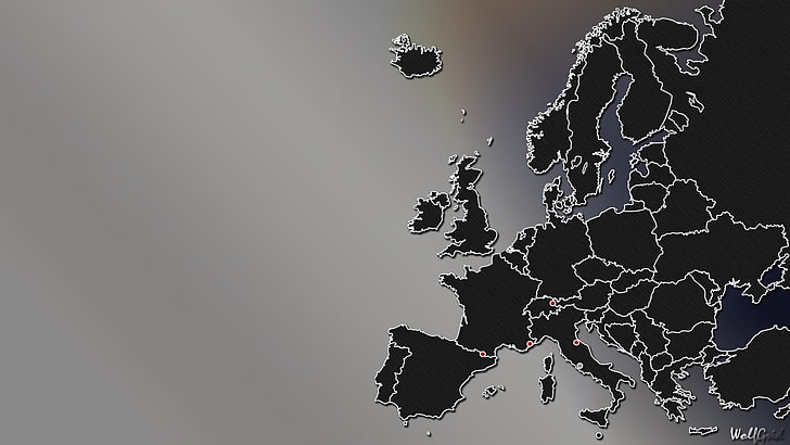black map photo digital wallpaper, Europe, countries, sky, low angle view