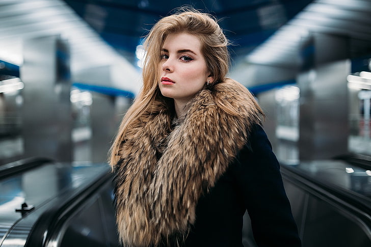 women's brown fur boa and black long-sleeved top, Ivan Proskurin