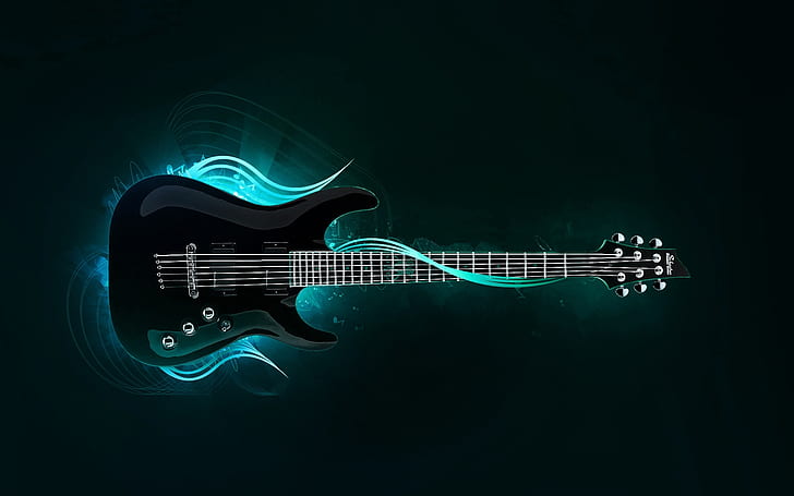 blue music neon lamp rock guitars 1680x1050  Entertainment Music HD Art, HD wallpaper