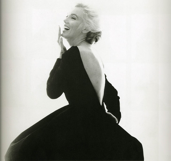 Marilyn Monroe, actress, laughing, women, monochrome, adult, HD wallpaper