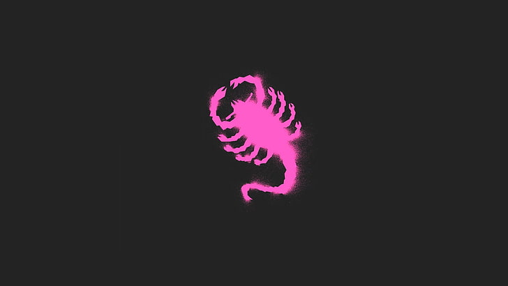 pink scorpion illustration, scorpions, minimalism, Drive, studio shot