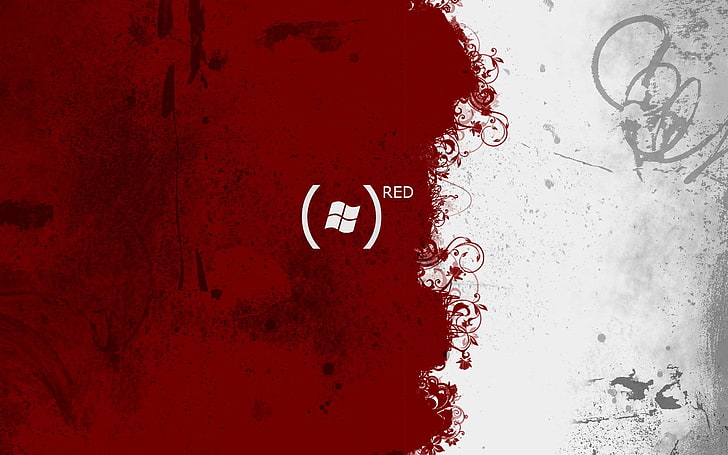 Microsoft Windows logo, red, white, paint splatter, no people