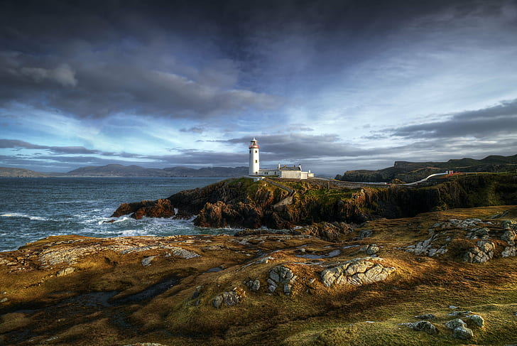 coast, county, donegal, fanad, head, ireland, lighthouse, ocean, HD wallpaper