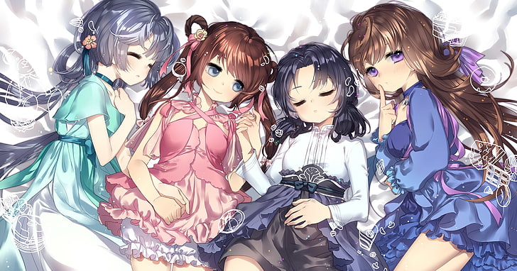 Free download | HD wallpaper: anime girls, sleeping, dress, lying down ...