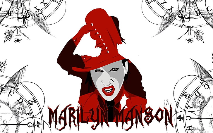 Marilyn Manson, digital art, artwork, music, white background, HD wallpaper