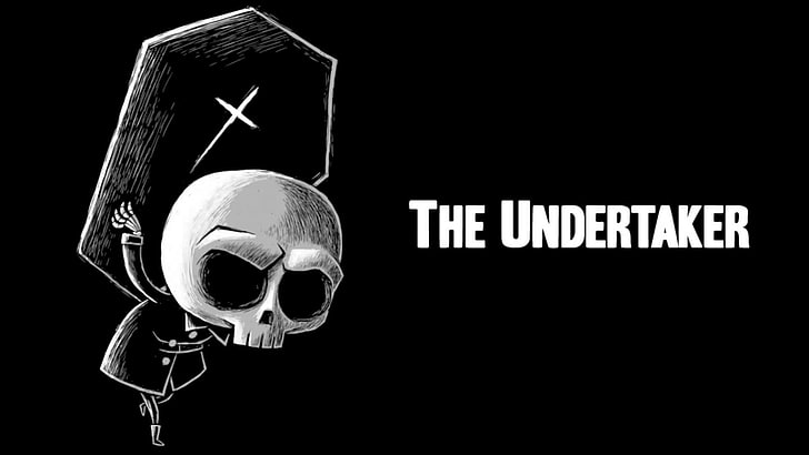 The Undertaker digital wallpaper, minimalism, black, skull, death, HD wallpaper
