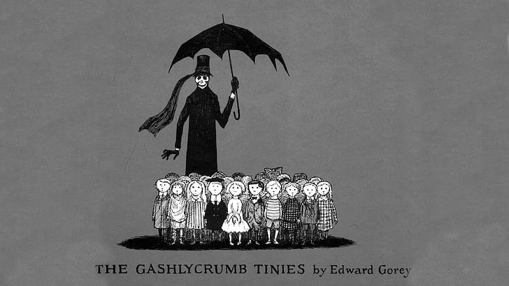 The Gashlycrumb Tinies, Skull, Umbrella, Kids, HD wallpaper