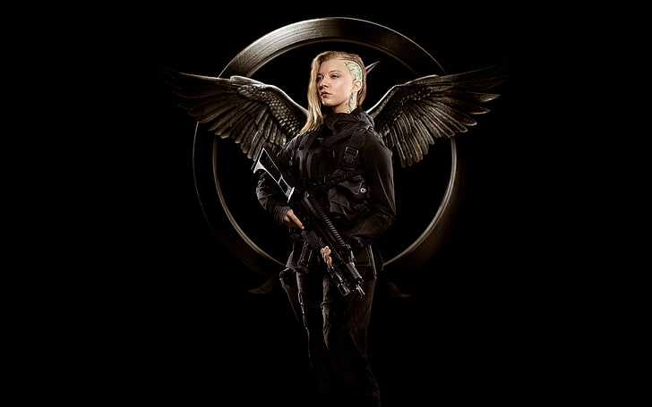 woman wearing black angel costume illustration, Natalie Dormer