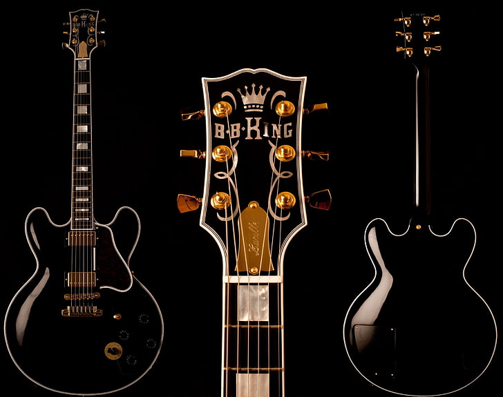 Gibson Custom Shop ES-335, black electric guitar collage, Music, HD wallpaper