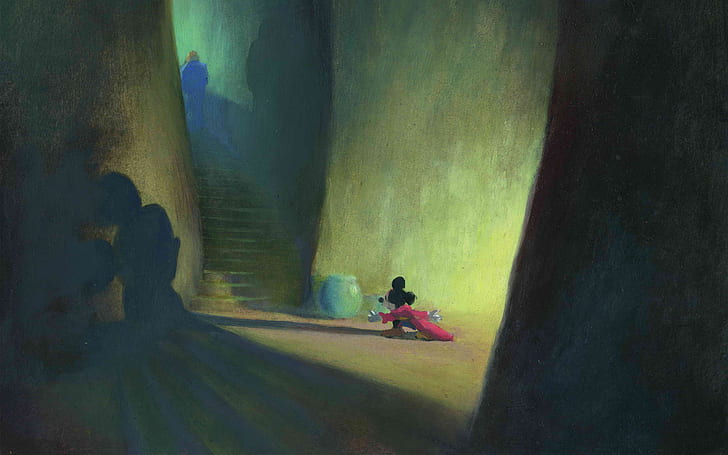 Disney Fantasia Mickey Mouse Sorcerer Shadow Drawing HD, digital/artwork