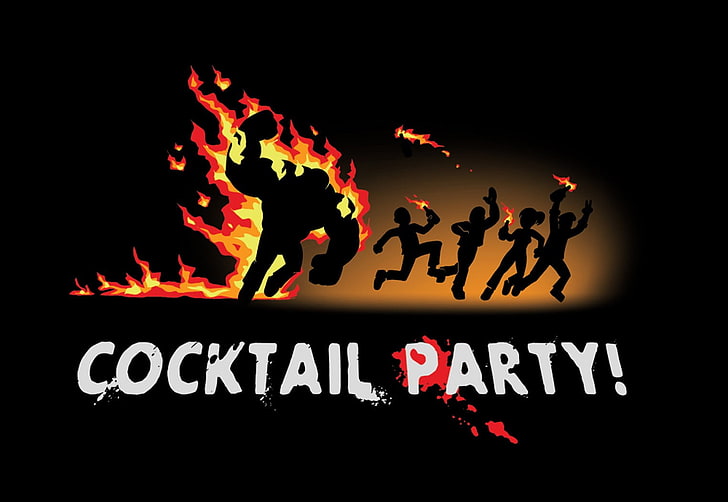 Cocktail Party! poster, Left 4 Dead 2, text, communication, flame