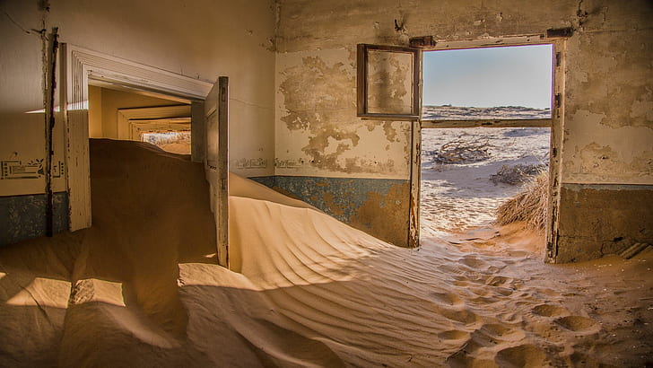 sand, desert, house, Namibia, HD wallpaper