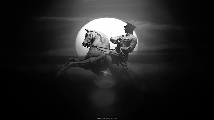 man riding horse illustration, Mustafa Kemal Atatürk, people, HD wallpaper
