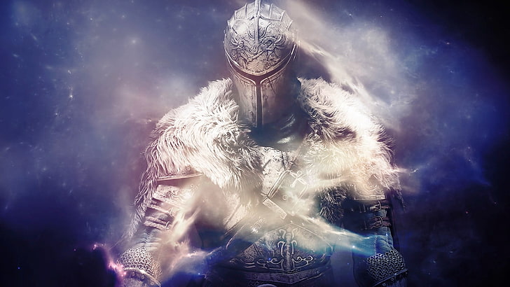 Knight Warrior digital wallpaper, Dark Souls II, smoke, space
