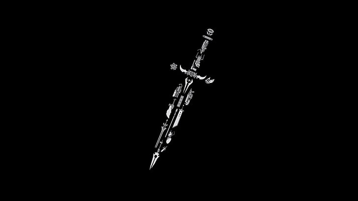 black sword clip art, weapon, fantasy weapon, minimalism, video games