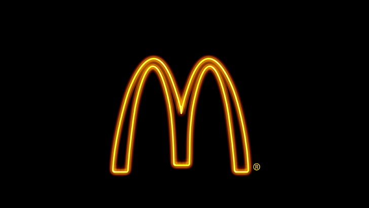 McDonald's logo, fast food, sign, neon, simple background, studio shot, HD wallpaper