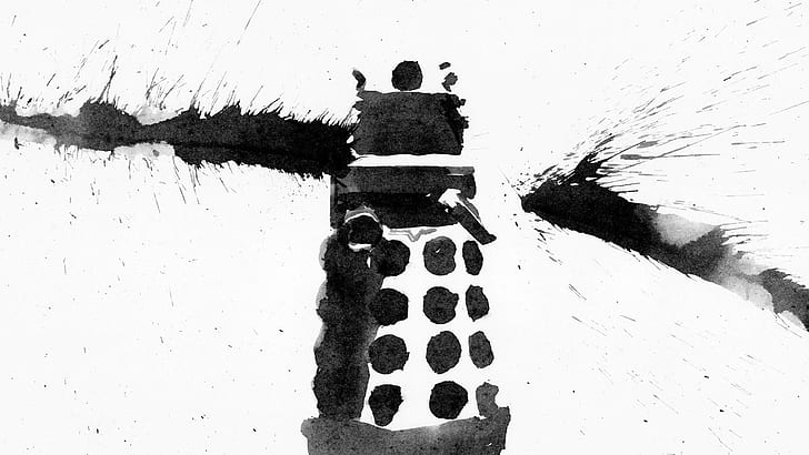 Dalek BW White Painting Doctor Who HD, digital/artwork