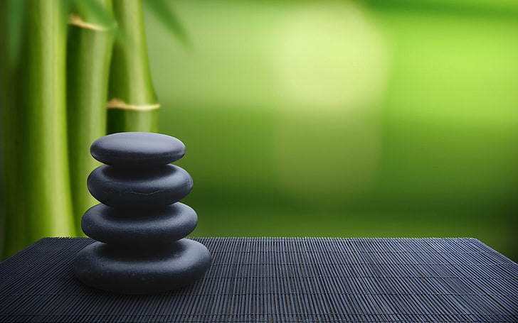 stones, bamboo, no people, stack, zen-like, stone - object