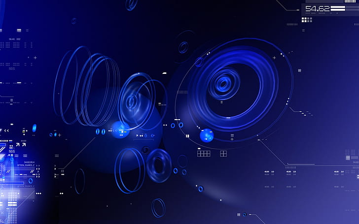 Blue Tech Circles, HD wallpaper