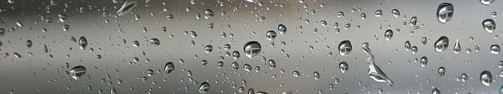 water dew wallpaper, triple screen, drop, wet, glass - material, HD wallpaper