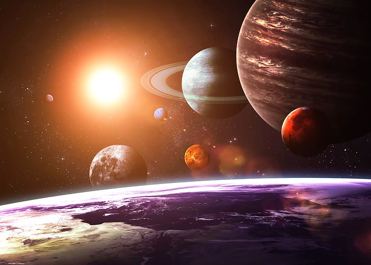 nine planets photo, as seen from Earth, planet - Space, astronomy, HD wallpaper