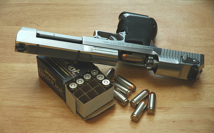 IMI Desert Eagle pistol, black and grey semi automatic pistol, HD wallpaper