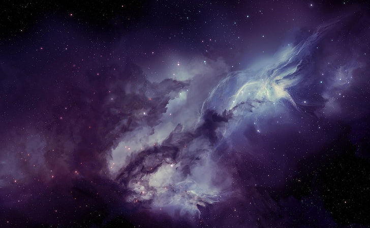 purple and white galaxy wallpaper, nebula, blurring, stars, astronomy, HD wallpaper