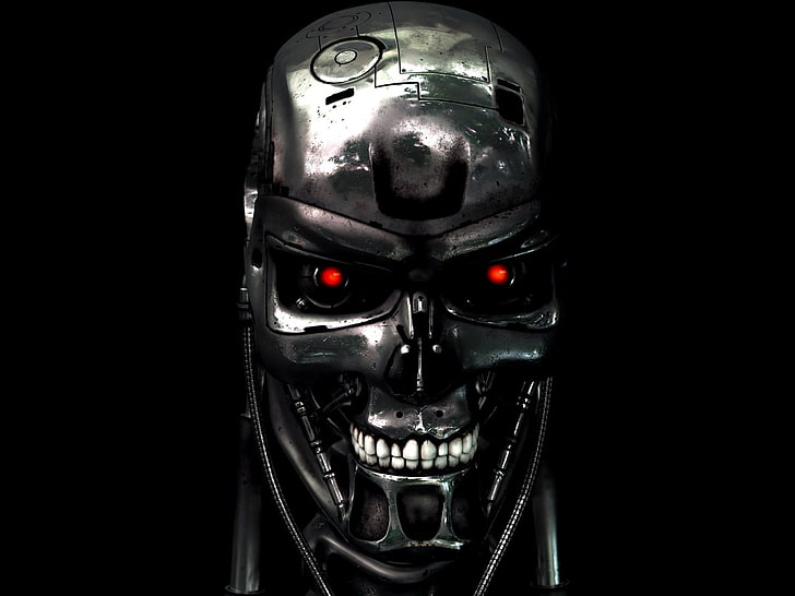 Terminator graphic wallpaper, cyborg, movies, T-800, studio shot, HD wallpaper
