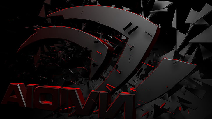 nvidia gpus logo 3d render, red, indoors, no people, technology, HD wallpaper