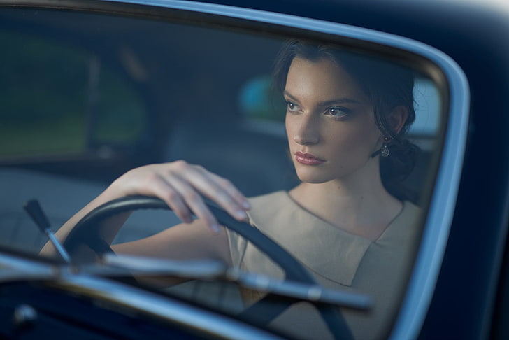 Kyle Cong, steering wheel, women, model, 500px, women with cars, HD wallpaper