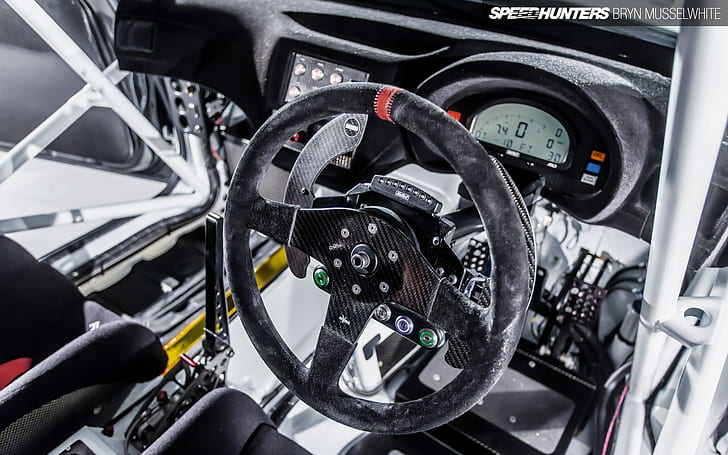 Subaru WRX STI Race Car Interior Steering Wheel HD, car interior, HD wallpaper