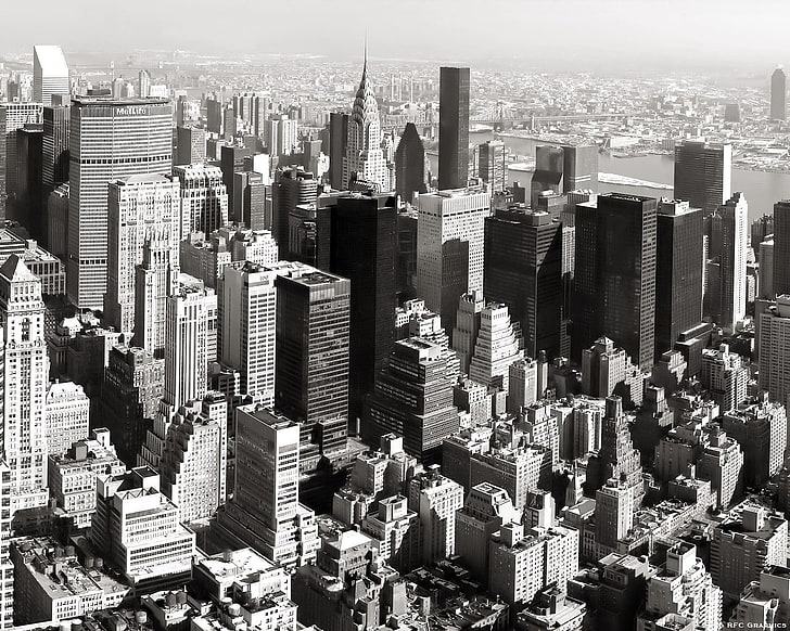 grayscale photo of Empire State Building, city, cityscape, New York City, HD wallpaper