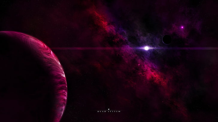 planet and star wallpaper, the darkness, gas giant, star system, HD wallpaper