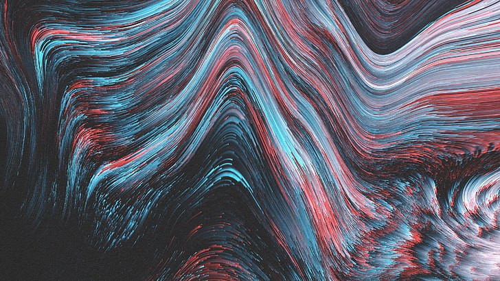 blue, gray, and red wallpaper, Aeforia, abstract, lines, pixel sorting