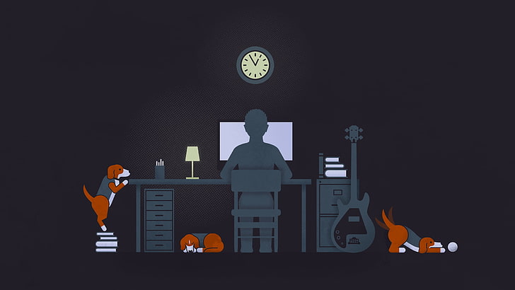 Cartoon, computer, dogs, funny, humor, minimal, tech, vector, HD wallpaper
