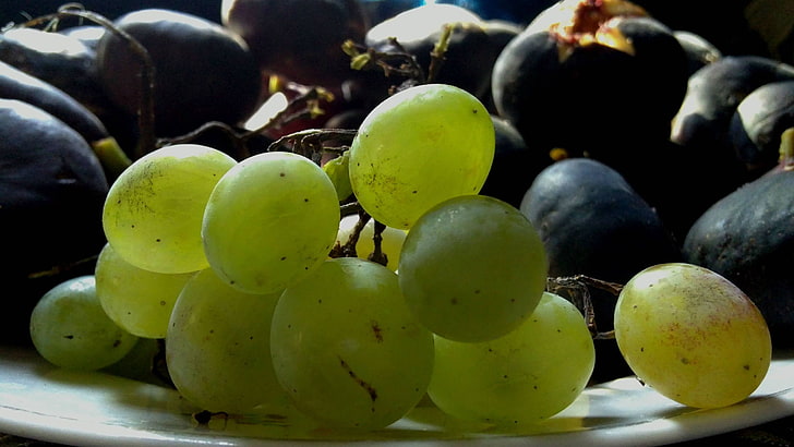 green grapes, food, fruit, healthy eating, food and drink, wellbeing, HD wallpaper