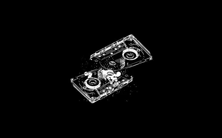 Cassette HD, two clear glass cassette tapes, music, HD wallpaper