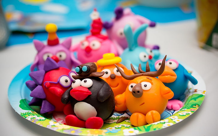 assorted-color animal miniature lot, toys, cartoon, clay, kids, HD wallpaper