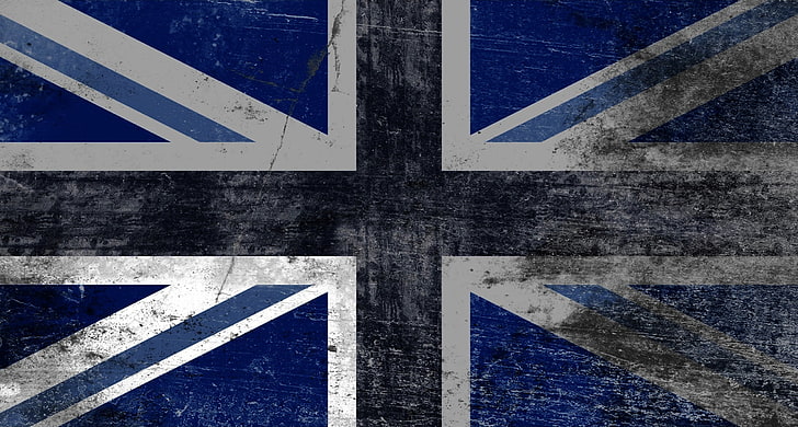 flag of United Kingdom, UK, blue, british flag, digital art, grunge, HD wallpaper