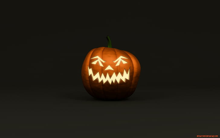 Halloween, Jack O' Lantern, pumpkin, simple background, digital art
