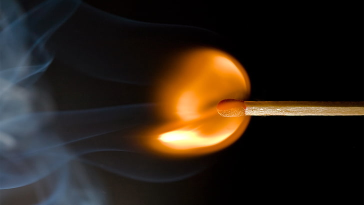 burning matchstick, fire, flash, blue, orange, fire - Natural Phenomenon