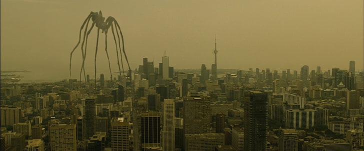 city skyline with giant spider scene, Enemy, Toronto, movies