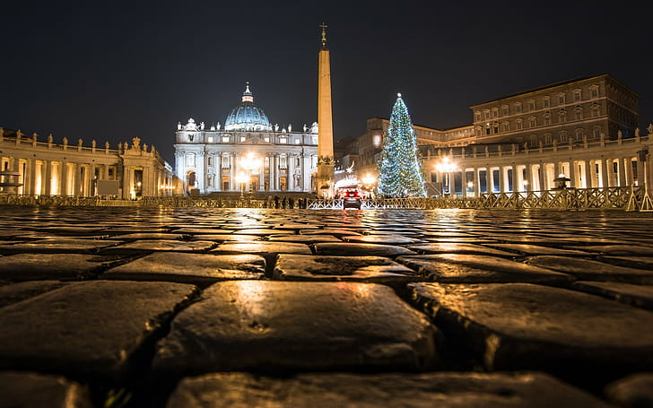 Italy, Rome, St. Peter  HD, Best s, area, Night Lights