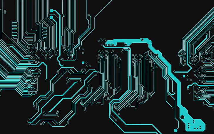 Circuits, blue and black circuit board, Computers, technology, HD wallpaper