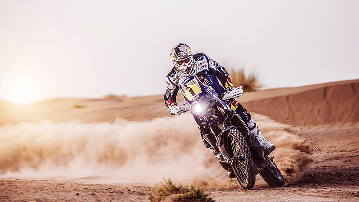 motocross, desert, landscape, Dakar, Cyril Despres, Yamaha 450 YZF Rally, HD wallpaper