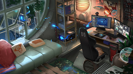 HD wallpaper: black and grey gaming chair, computer, Cartoon Network, dog,  goldfish | Wallpaper Flare