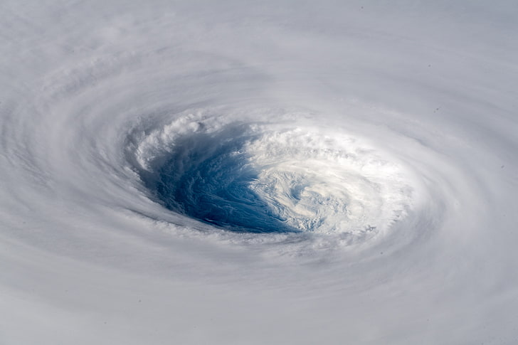 Alexander Gerst, hurricane, Typhoon, cyclone, spiral, bird's eye view, HD wallpaper