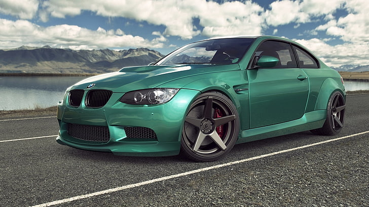 green BMW E93 coupe, m3, e92, auto, car, road, sky, clouds, land Vehicle, HD wallpaper