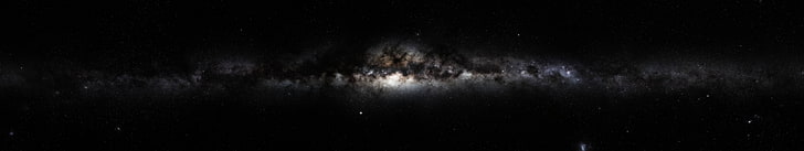 Milky Way galactic center, space, galaxy, triple screen, night