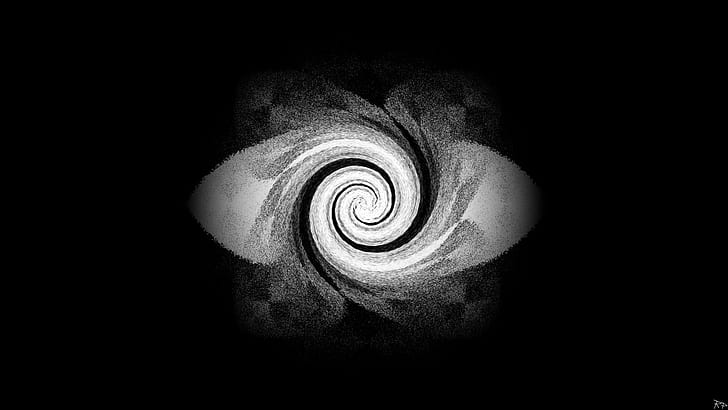 monochrome, spiral, HD wallpaper